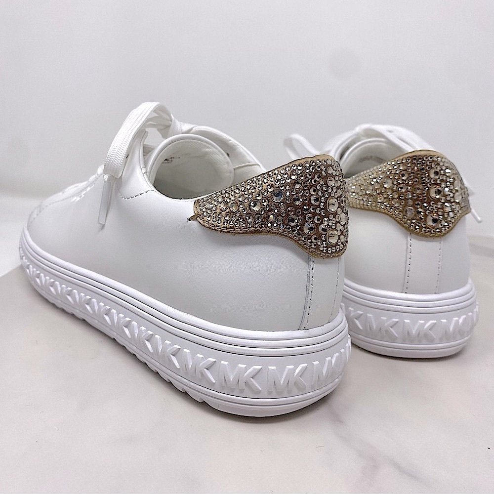 BRAND NEW! Michael Kors White and Gold Sneakers Contemporary Style - Picture 1 of 13